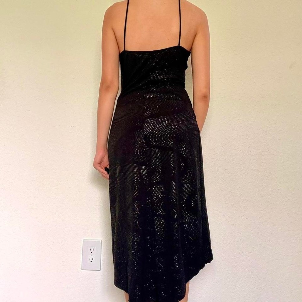 Vintage Papaya black glitter asymmetrical midi dress - Picture 3 of 7